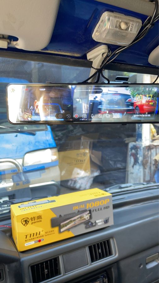 蜂鷹T1111+電子後視鏡完工畫面與產品包裝